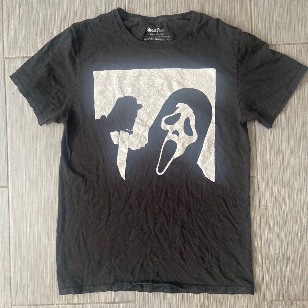 Vintage Y2K Ghost Face Scream Graphic Tee Horror Movie Black Shirt